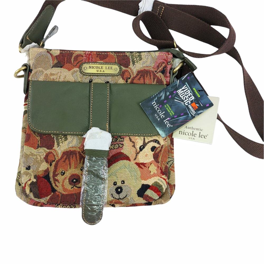 Nicole Lee Teddy Bear Tapestry Crossbody Bag Cottagecore Vintage Vibe 2011 MTV